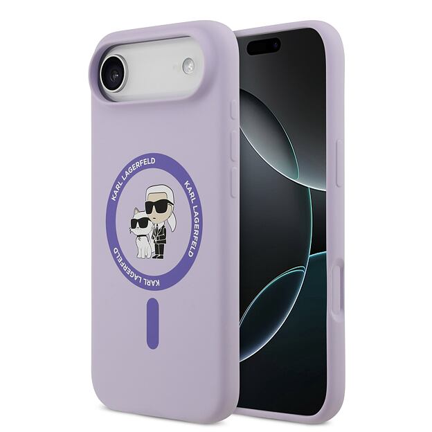 Karl Lagerfeld Liquid Silicone Karl and Choupette MagSafe Zadní Kryt pro iPhone Air Purple