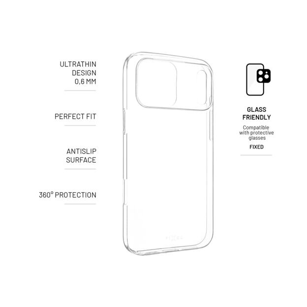 Ultratenký TPU gelový kryt FIXED Story Slim pro Apple iPhone 17 Pro Max, 0,6 mm, čirý