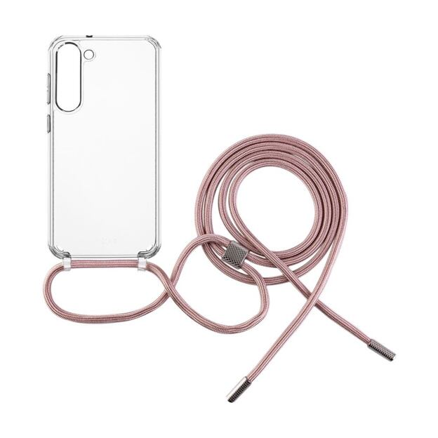 Pouzdro FIXED Pure Neck s růžovou šňůrkou na krk pro Samsung Galaxy S23+