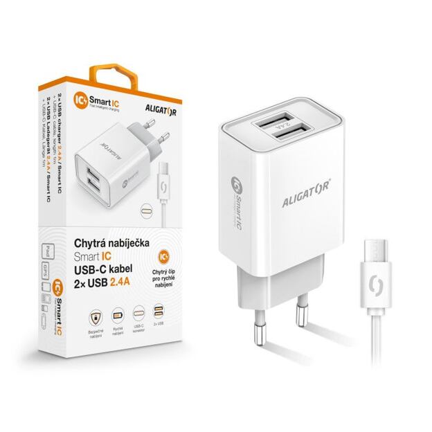CD ALI USB-C 2xUSB výstup, 2,4A, smart IC, bílá
