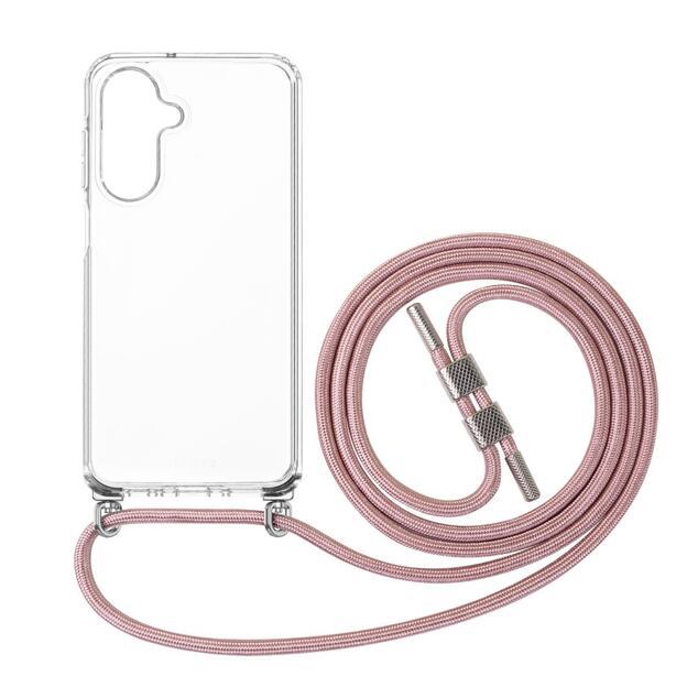 Pouzdro FIXED Pure Neck s odnímatelnou růžovou šňůrkou na krk pro Samsung Galaxy A26 5G