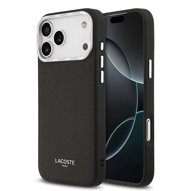 Lacoste PU Leather Champs Elysees MagSafe Zadní Kryt pro iPhone 17 Pro Max Black