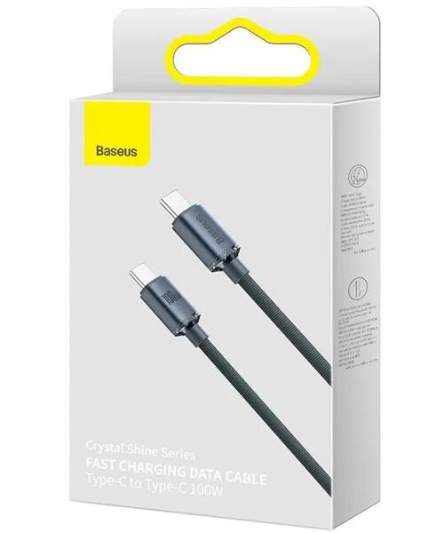 Baseus CAJY000601 Crystal Shine Series Datový Kabel USB-C - USB-C 100W 1,2m Black