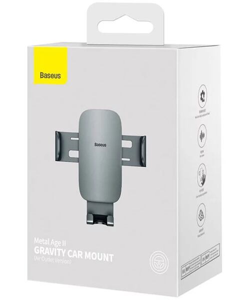 Baseus Univerzální držák do auta Metal Age 2 Gravity s upevněním do ventilační mřížky šedý