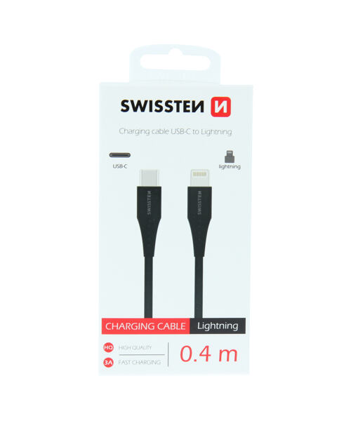 NABÍJECÍ KABEL SWISSTEN USB-C / LIGHTNING 0,4 M ČERNÝ
