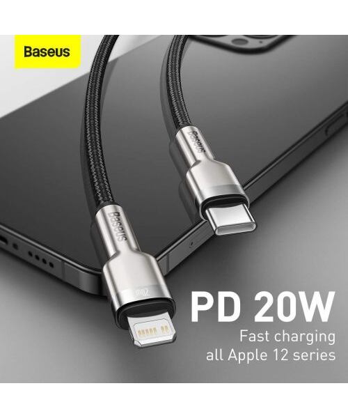 Baseus Cafule Metal Series Datový Kabel USB-C - Lightning 20W 1m Black