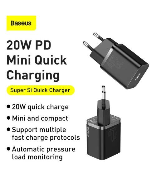 Baseus CCSUP-B01 Super Si Quick Nabíječka USB-C 20W Black