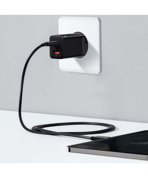 Baseus CCSUPP-E01 Super Si Quick Nabíječka USB + USB-C 30W Black