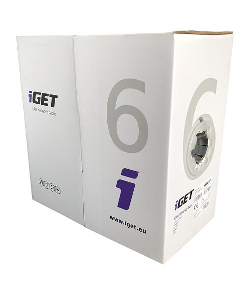 Instalační kabel iGET CAT6 UTP PVC Eca 305m/box, kabel drát, s třídou reakce na oheň Eca