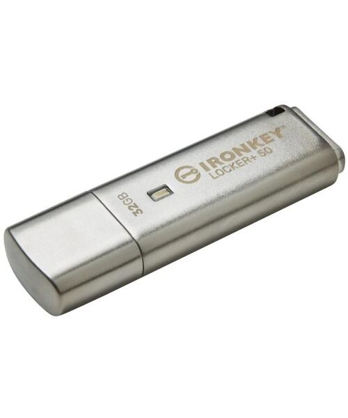 Kingston IronKey Locker+ 50/32GB/USB 3.1/USB-A/Stříbrná