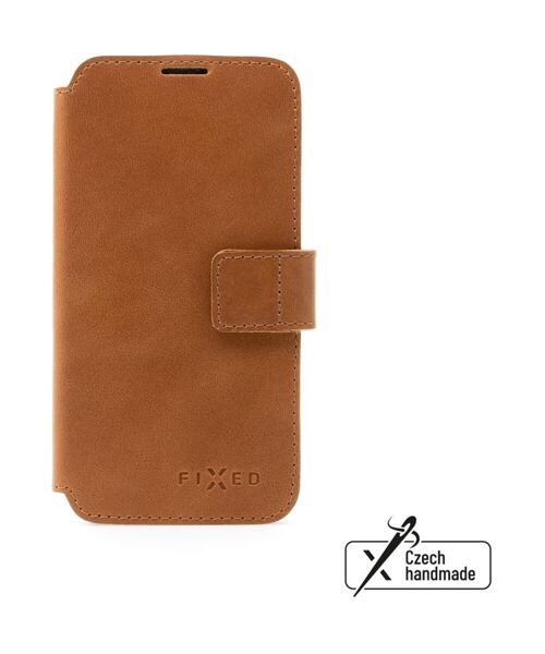 Kožené pouzdro typu kniha FIXED ProFit pro Apple iPhone 14, hnědé