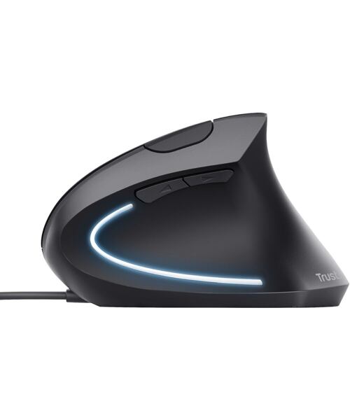 TRUST Verto/Vertikální/Optická/Pro praváky/1 600 DPI/Drátová USB/Černá