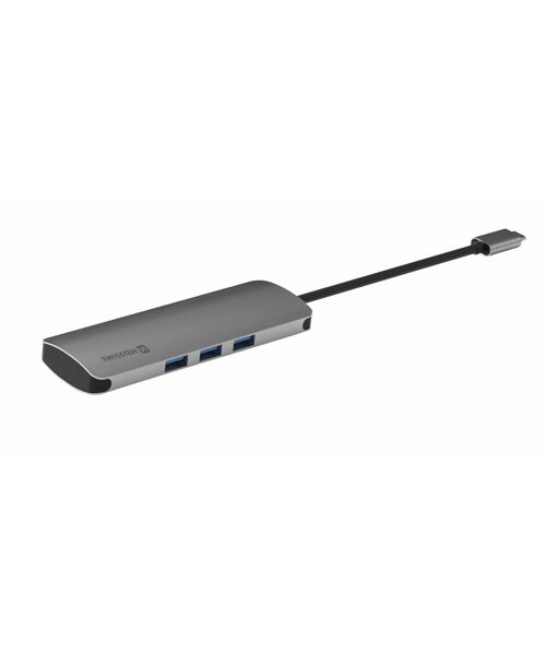 SWISSTEN USB-C HUB 6-IN-1 (USB-C PD, 3X USB 3.0, SD, MICRO SD) ALUMINIUM