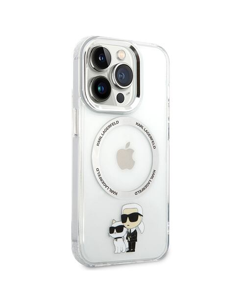 Karl Lagerfeld IML Karl and Choupette MagSafe Zadní Kryt pro iPhone 14 Pro Max Transparent