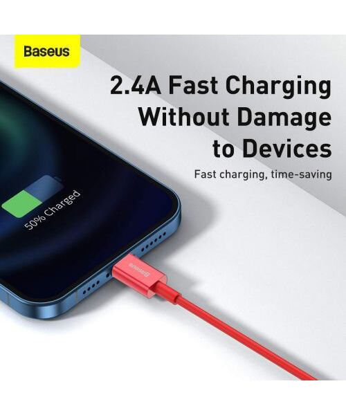 Baseus Lightning Superior Series cable, Fast Charging, Data 2.4A, 1m Red (CALYS-A09)