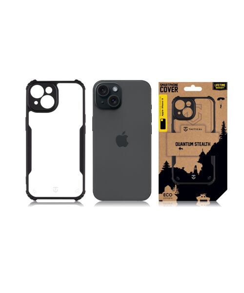 Tactical Quantum Stealth Kryt pro Apple iPhone 15 Clear/Black