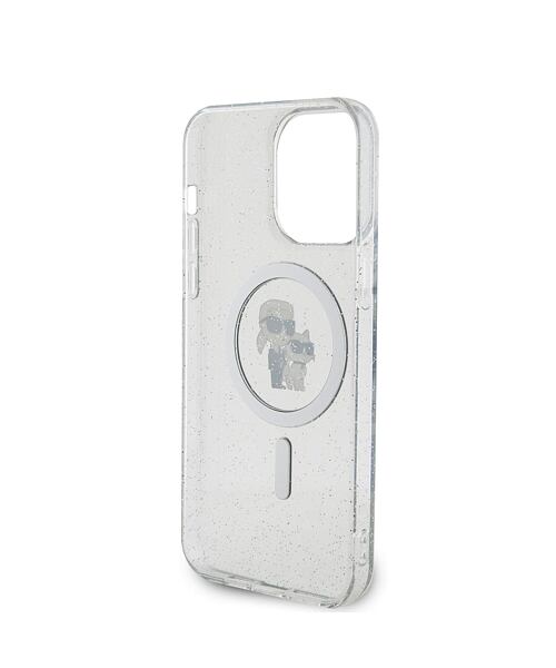Karl Lagerfeld IML Glitter Karl and Choupette MagSafe Zadní Kryt pro iPhone 15 Pro Max Transparent