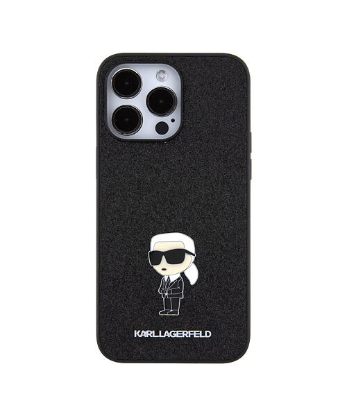 Karl Lagerfeld Fixed Glitter Metal Ikonik Zadní Kryt pro iPhone 15 Pro Max Black