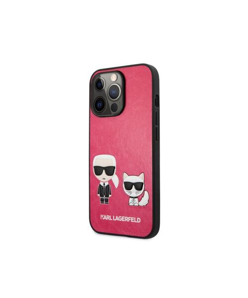 Karl Lagerfeld KLHCP13XPCUSKCP and Choupette PU Leather Pouzdro pro iPhone 13 Pro Max Fuchsia