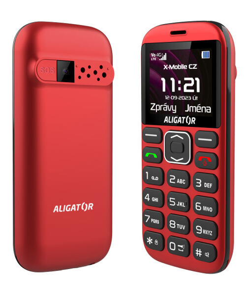 ALIGATOR A720 4G Senior červeno-černý + nabíjecí stojánek