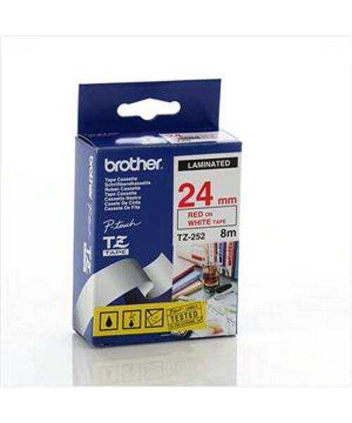 Brother - TZe-252, bílá / červená - 1 ks (24mm, laminovaná)