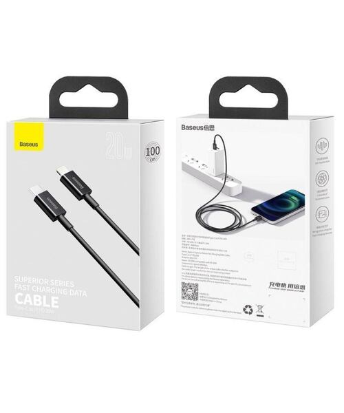 Baseus CATLYS-A01 Superior Fast Charging Datový Kabel USB-C to Lightning  20W 1m Black