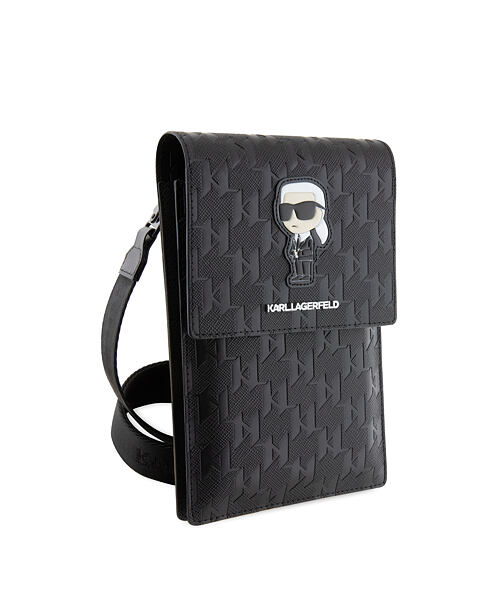 Karl Lagerfeld Saffiano Monogram Ikonik NFT Taška na Telefon Black