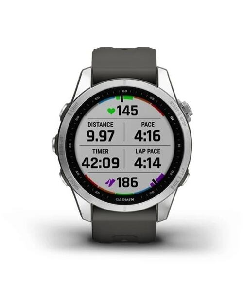 Garmin Fenix 7S Silver Graphite Silicone Band