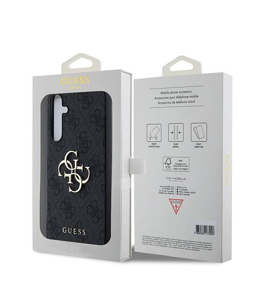 Guess PU 4G Metal Logo Zadní Kryt pro Samsung Galaxy A55 5G Grey