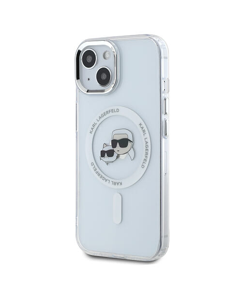 Karl Lagerfeld IML K&CH Heads Metal Frame MagSafe Zadní Kryt pro iPhone 14 Transparent