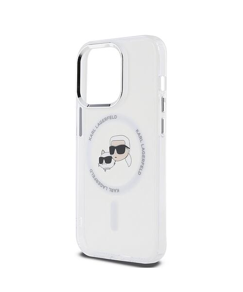 Karl Lagerfeld IML K&CH Heads Metal Frame MagSafe Zadní Kryt pro iPhone 15 Pro Transparent