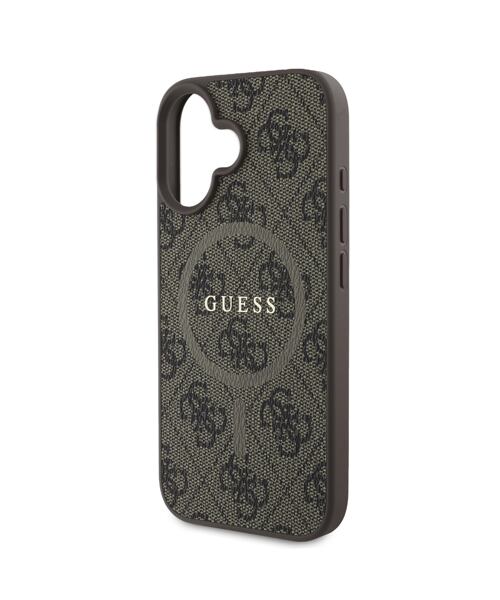 Guess PU Leather 4G Colored Ring MagSafe Zadní Kryt pro iPhone 16 Brown