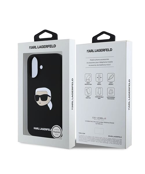 Karl Lagerfeld Liquid Silicone Karl Head MagSafe Zadní Kryt pro iPhone 16 Black