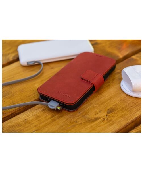 Kožené pouzdro typu kniha FIXED ProFit pro Apple iPhone 15 Plus, červené