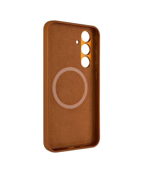 Kožený zadní kryt FIXED MagLeather s podporou MagSafe pro Samsung Galaxy S24+, hnědý