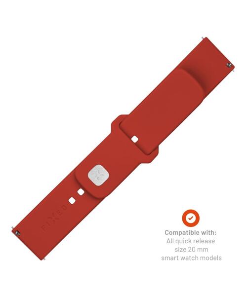 Set silikonových řemínků FIXED Silicone Sporty Strap s Quick Release 20mm pro smartwatch, červený