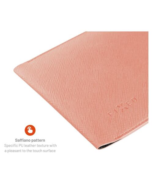 Taštička přes rameno s kapsou FIXED Verona s černou šňůrkou pro mobilní telefony do 7", broskvová