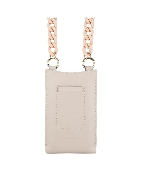 Kožená taštička přes rameno s kapsou FIXED Venezia pro 7" mobilní telefony s béžovým řetízkem, krémo