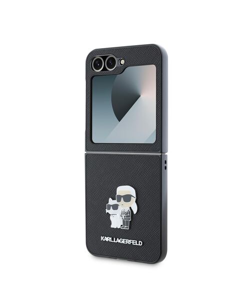Karl Lagerfeld PU Saffiano Karl and Choupette Zadní Kryt pro Samsung Galaxy Z Flip 6 /7FE Black