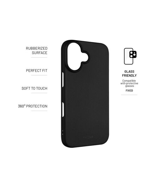 Zadní pogumovaný kryt FIXED Story pro Apple iPhone 16, černý