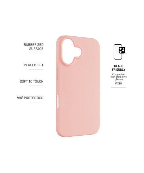 Zadní pogumovaný kryt FIXED Story pro Apple iPhone 16, růžový