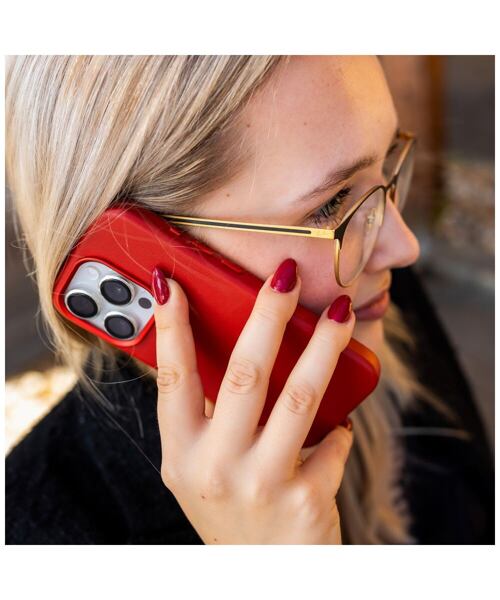 Kožený zadní kryt FIXED MagLeather s podporou MagSafe pro Apple iPhone 16, červený