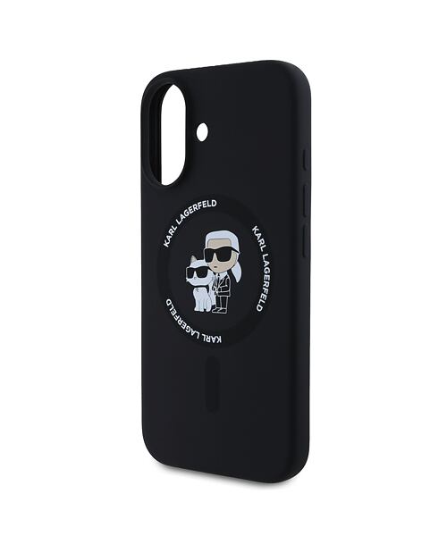 Karl Lagerfeld Liquid Silicone Karl and Choupette MagSafe Zadní Kryt pro iPhone 16 Plus Black