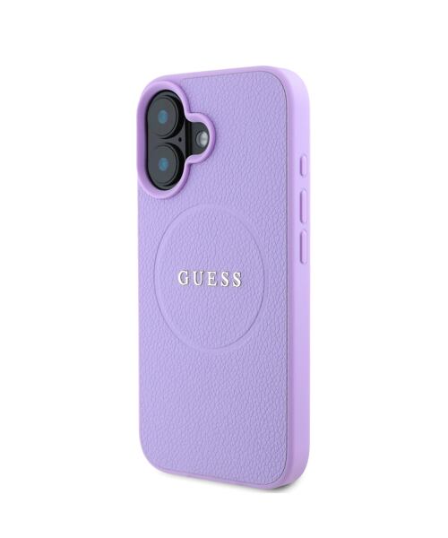 Guess PU Grained Classic Logo MagSafe Zadní Kryt pro iPhone 16 Purple