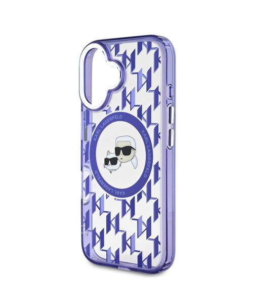 Karl Lagerfeld IML Monogram K&CH Heads MagSafe Zadní Kryt pro iPhone 16 Purple