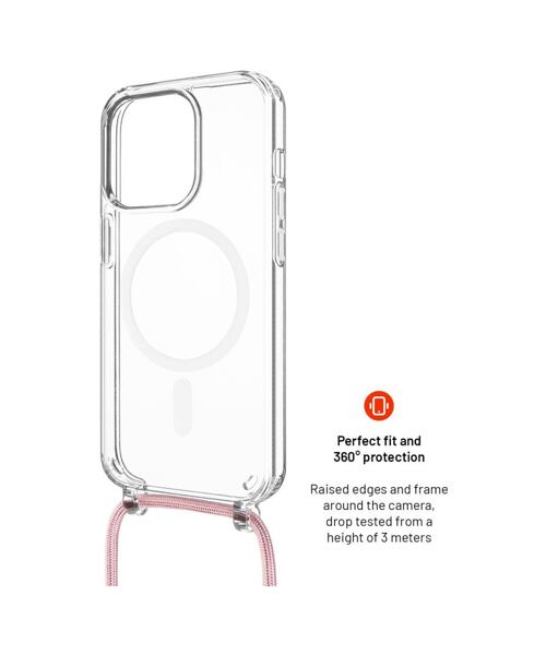 Pouzdro FIXED MagPure Neck s růžovou šňůrkou na krk pro Apple iPhone 16