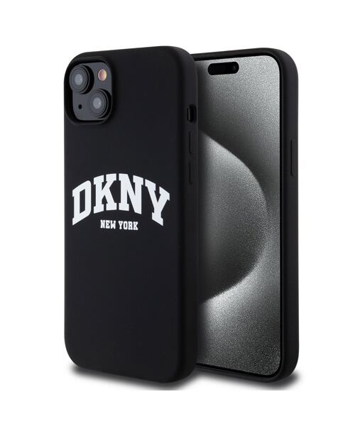DKNY Liquid Silicone Arch Logo MagSafe Zadní Kryt pro iPhone 15 Plus Black
