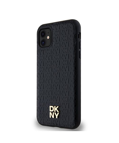 DKNY PU Leather Repeat Pattern Stack Logo Magsafe Zadní Kryt pro iPhone 11 Black