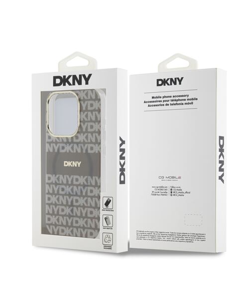 DKNY PC/TPU Repeat Pattern Tonal Stripe Magsafe Zadní Kryt pro iPhone 15 Pro Max Beige