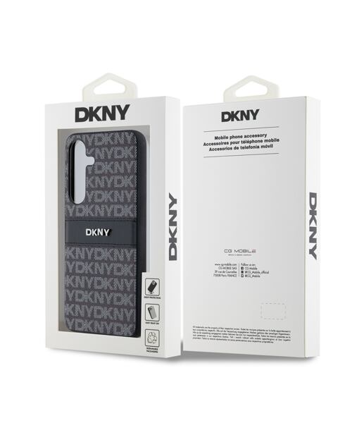 DKNY PC/TPU Repeat Pattern Tonal Stripe Zadní Kryt pro Samsung S24 Black